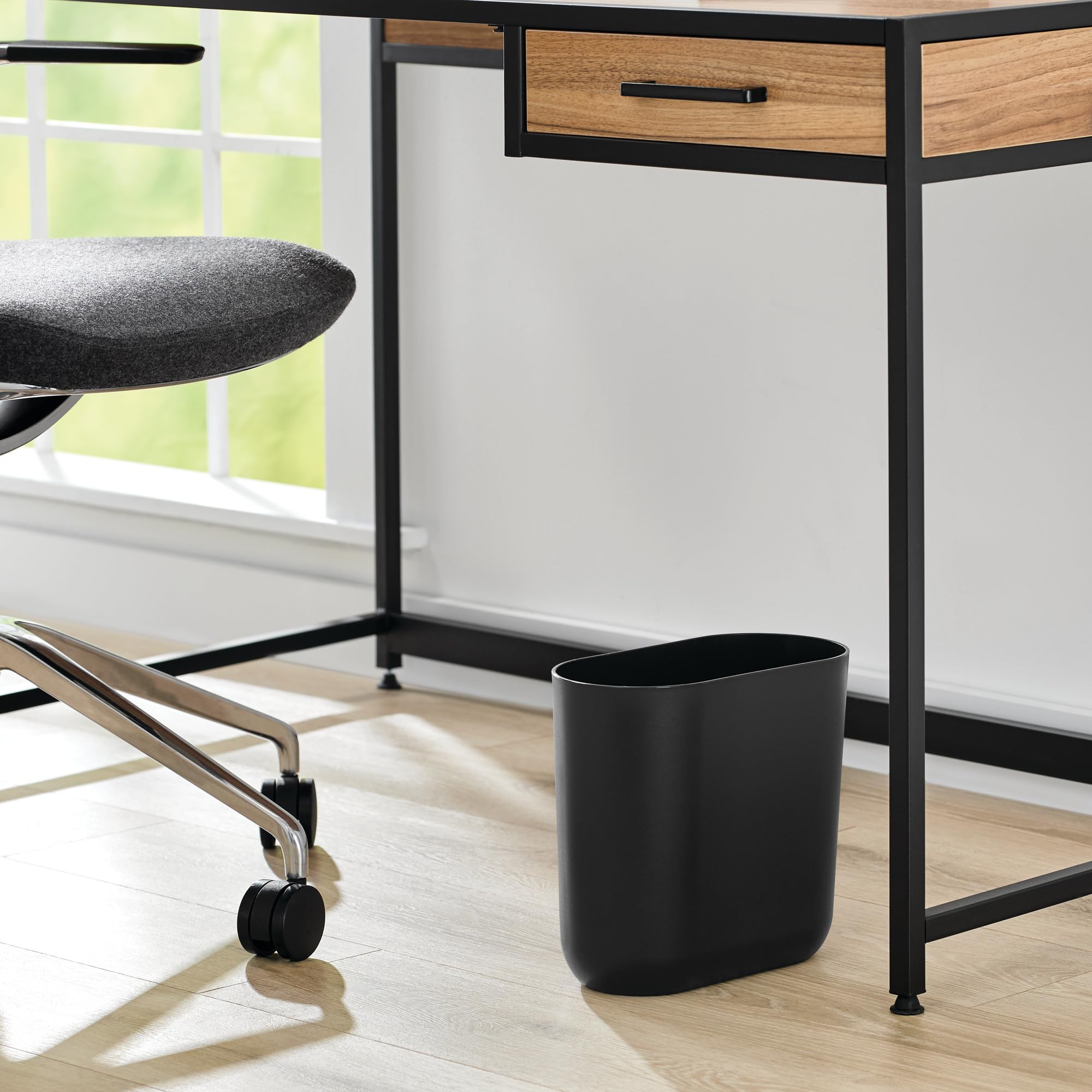 iDesign bedroom or dorm trash can complements small-space decor.