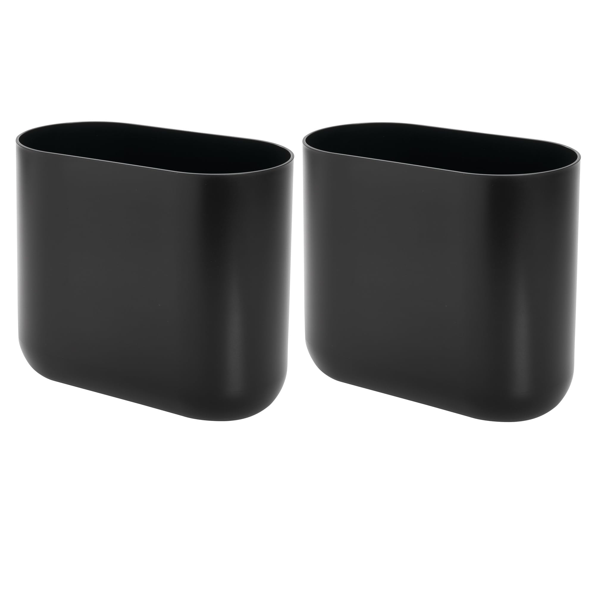 iDesign two-pack slim trash cans for compact spaces and easy disposal.