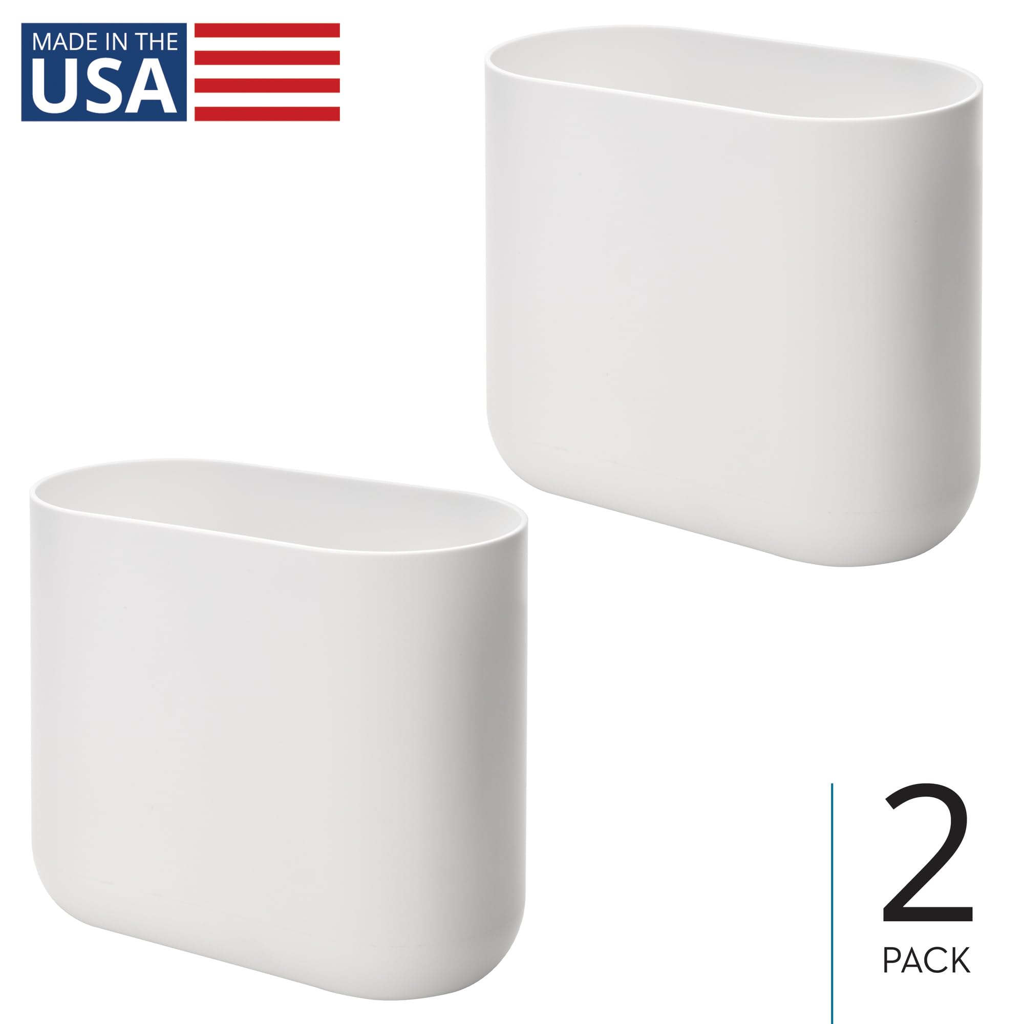 iDesign slim trash can placed under the sink for discreet clutter control