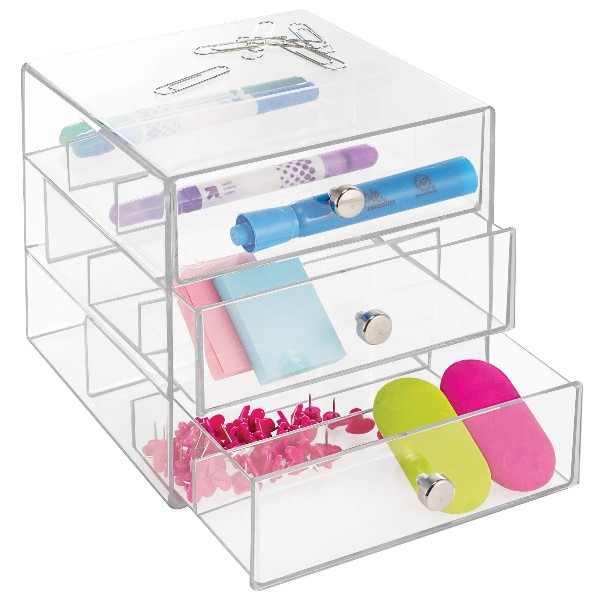 idesign vanity organizer chrome-accented edges add style to any space.