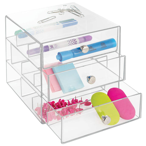 idesign vanity organizer chrome-accented edges add style to any space.