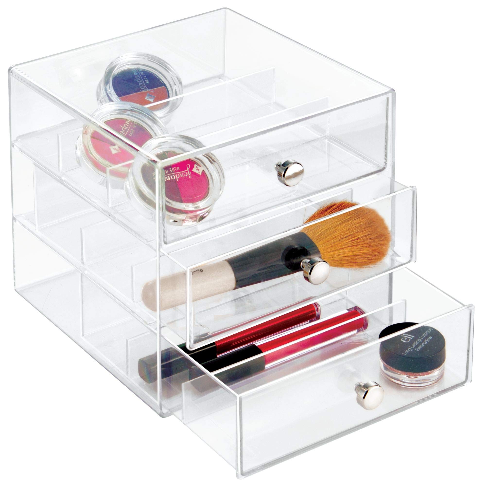 idesign 3-drawer vanity organizer close-up shows divided sections.