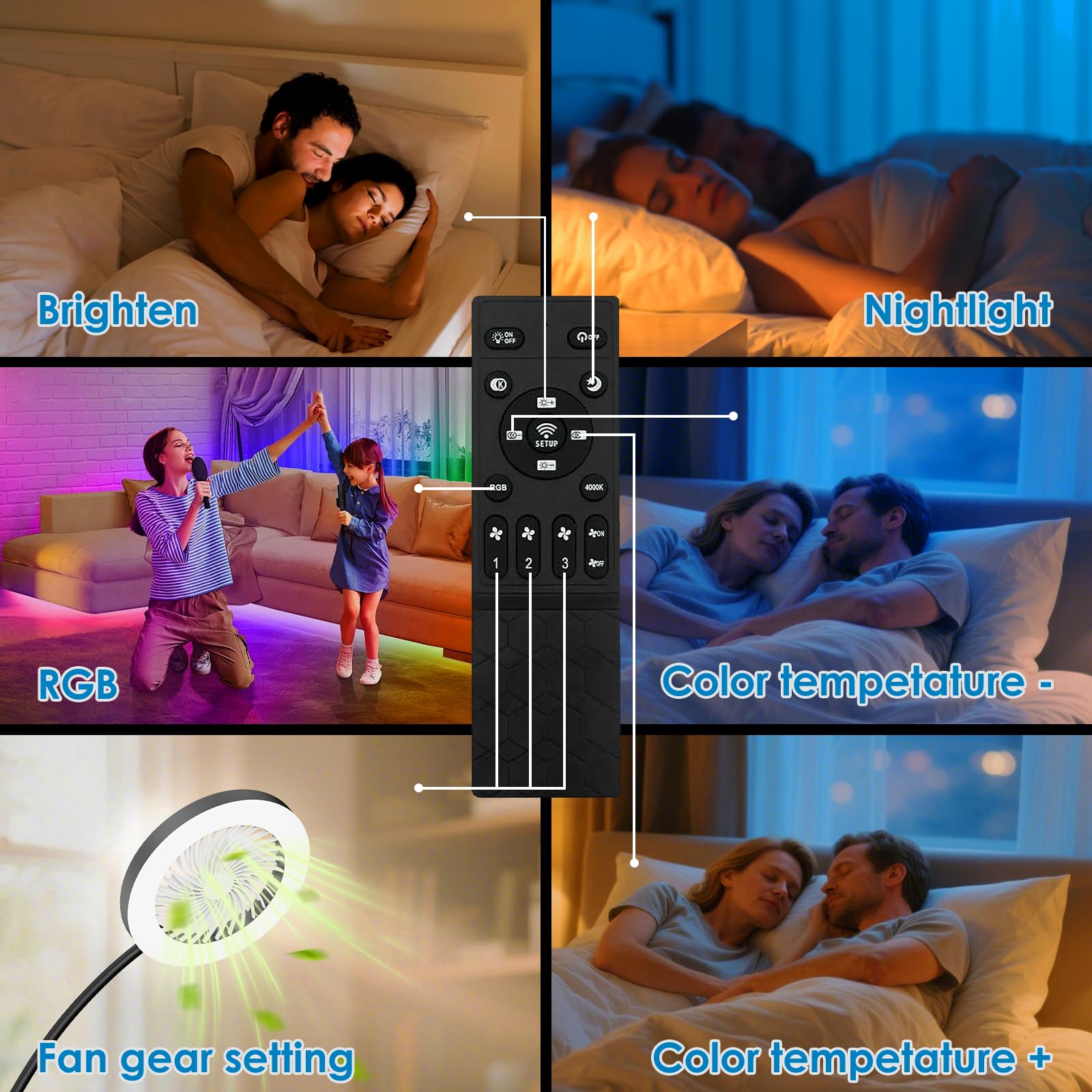 IDOGLOME 360° gooseneck directs light and breeze precisely where needed.