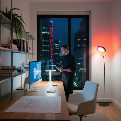 IDOGLOME black floor-standing unit blends with modern decor.