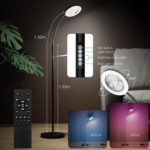 IDOGLOME remote-control pedestal fan enables easy adjustments from seating positions.