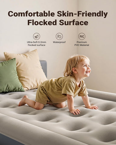 iDOO 18-inch raised air mattress showcases elevated comfort for sleeping anywhere.