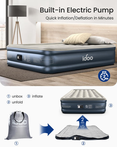 iDOO air mattress full 28 air coils for stable comfort