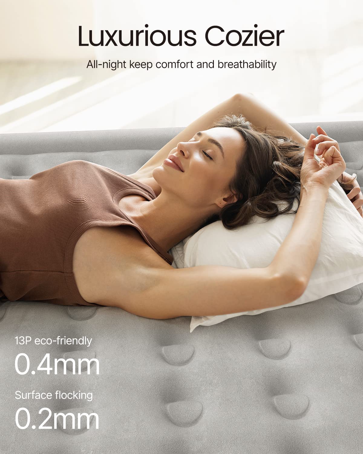 iDOO air mattress full inflated to 76x54x18 inches