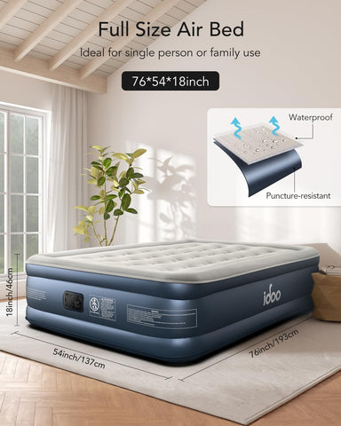 iDOO air mattress full with non-slip bottom minimizes movement