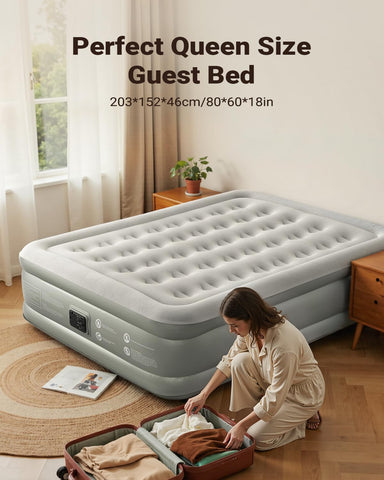 iDOO air mattress queen deflated and stored in carry bag