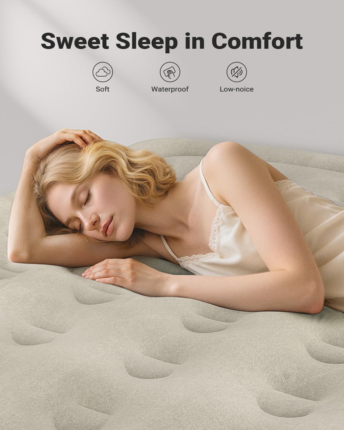 iDOO air mattress queen with fast inflation in minutes for guests.