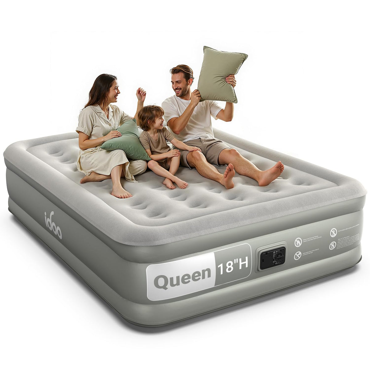 iDOO air mattress queen with flocked surface for soft, skin-friendly sleep