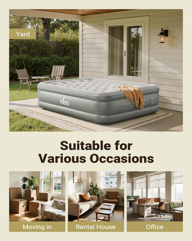 iDOO air mattress queen carried in portable storage bag for travel