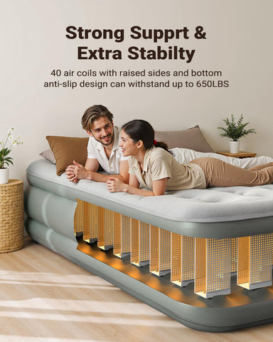 iDOO air mattress queen smart air coils for stable support