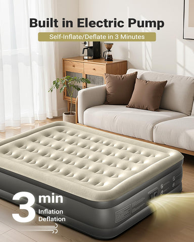 iDOO air mattress queen features thick waterproof PVC and non-slip bottom.