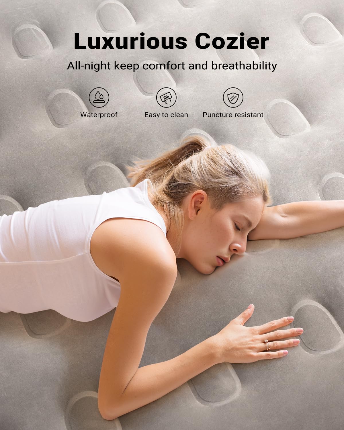 iDOO Cal King air mattress with 48 air coils for balanced firmness
