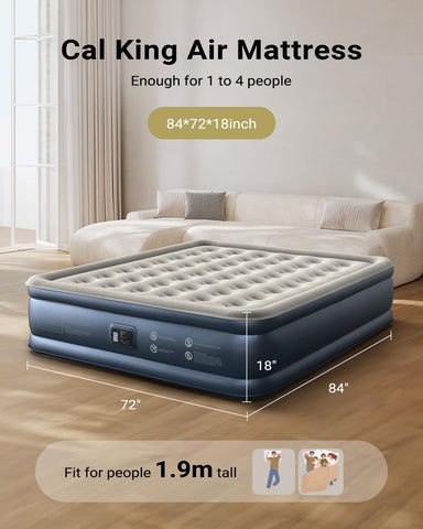 iDOO Cal King air mattress 84-inch length prevents feet from dangling