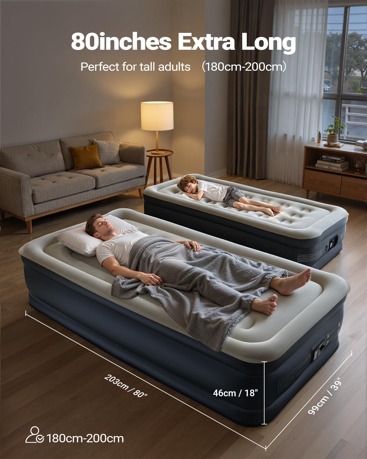 iDOO four-chamber structure with 24 air coils delivers firm support through the night.
