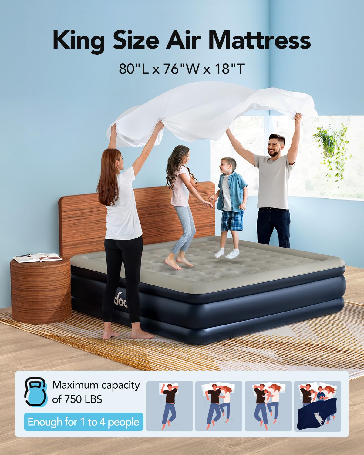 iDOO four-chamber support structure stabilizes side sleepers and guests