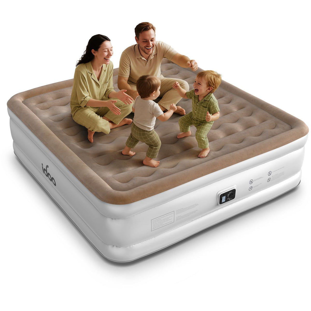 iDOO King Size Air Mattress with built-in pump ready for quick setup and use