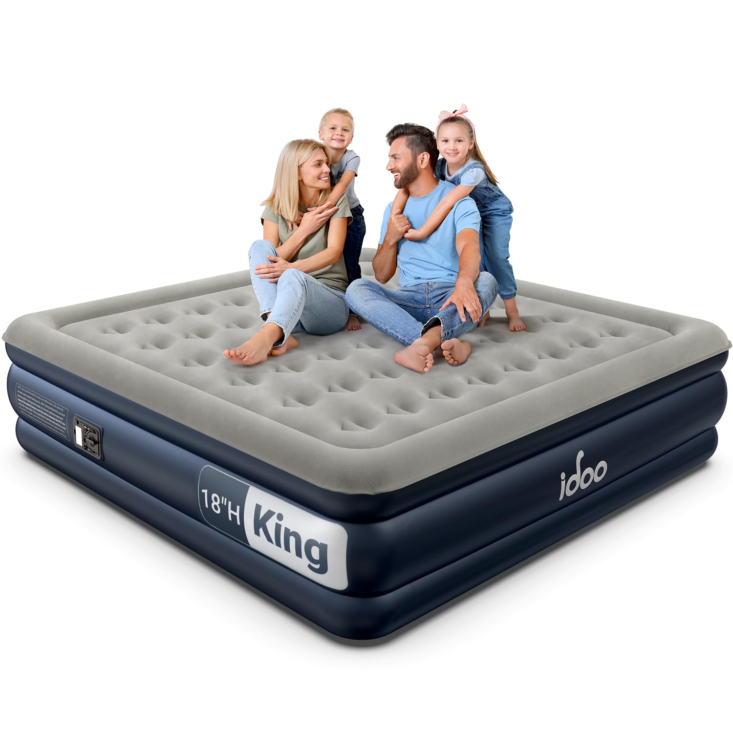 iDOO king-size air mattress with built-in pump enables quick setup for guests
