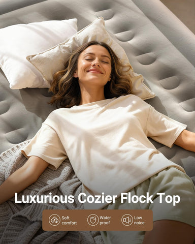 iDOO Queen air mattress 18-inch height delivers elevated sleeping comfort