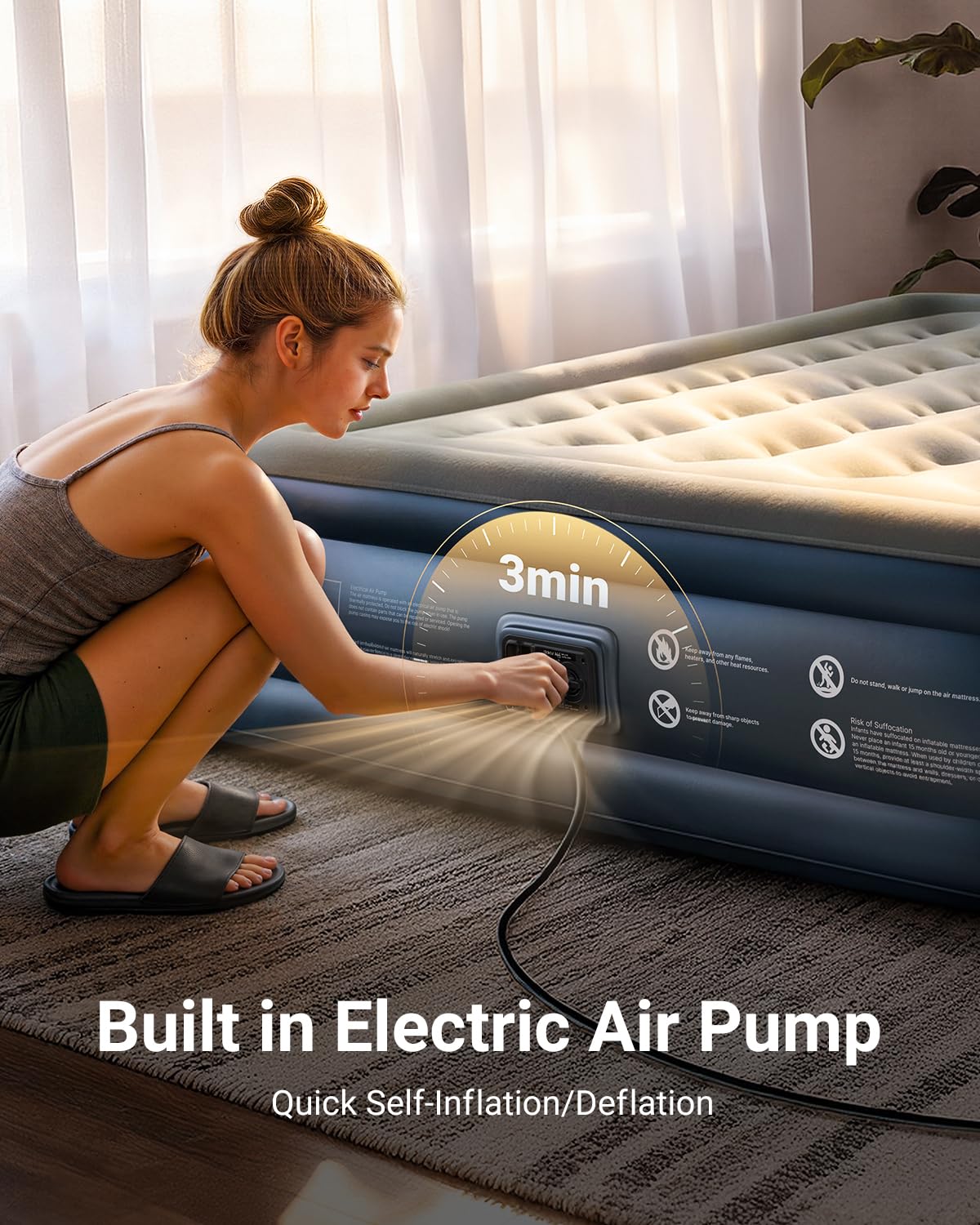 iDOO air mattress with air coil structure provides steady support
