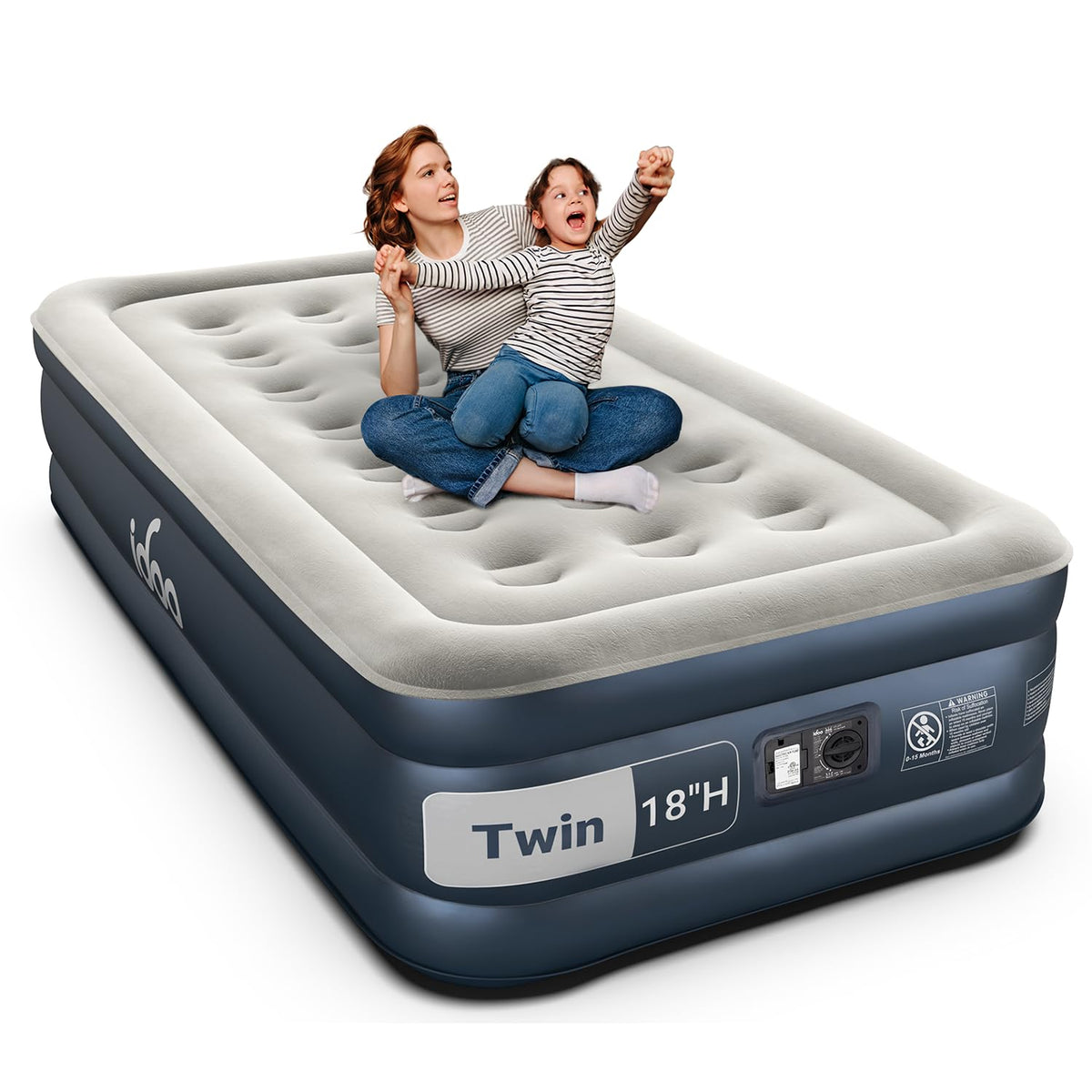 iDOO twin air mattress pump demonstrates fast inflation for guests.