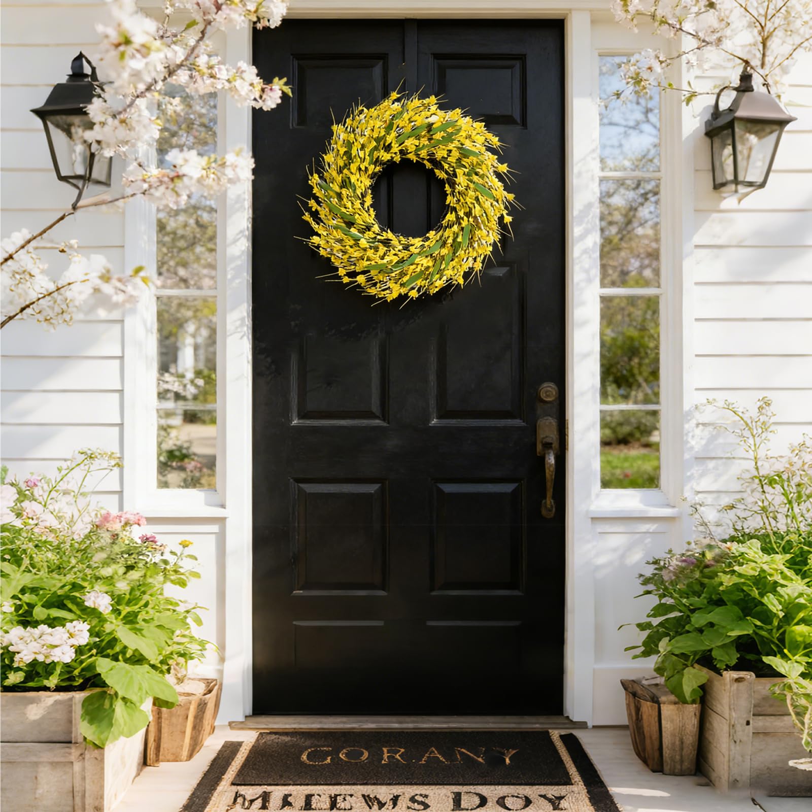 Versatile Idyllic wreath suitable for front door, window, or mantel display.