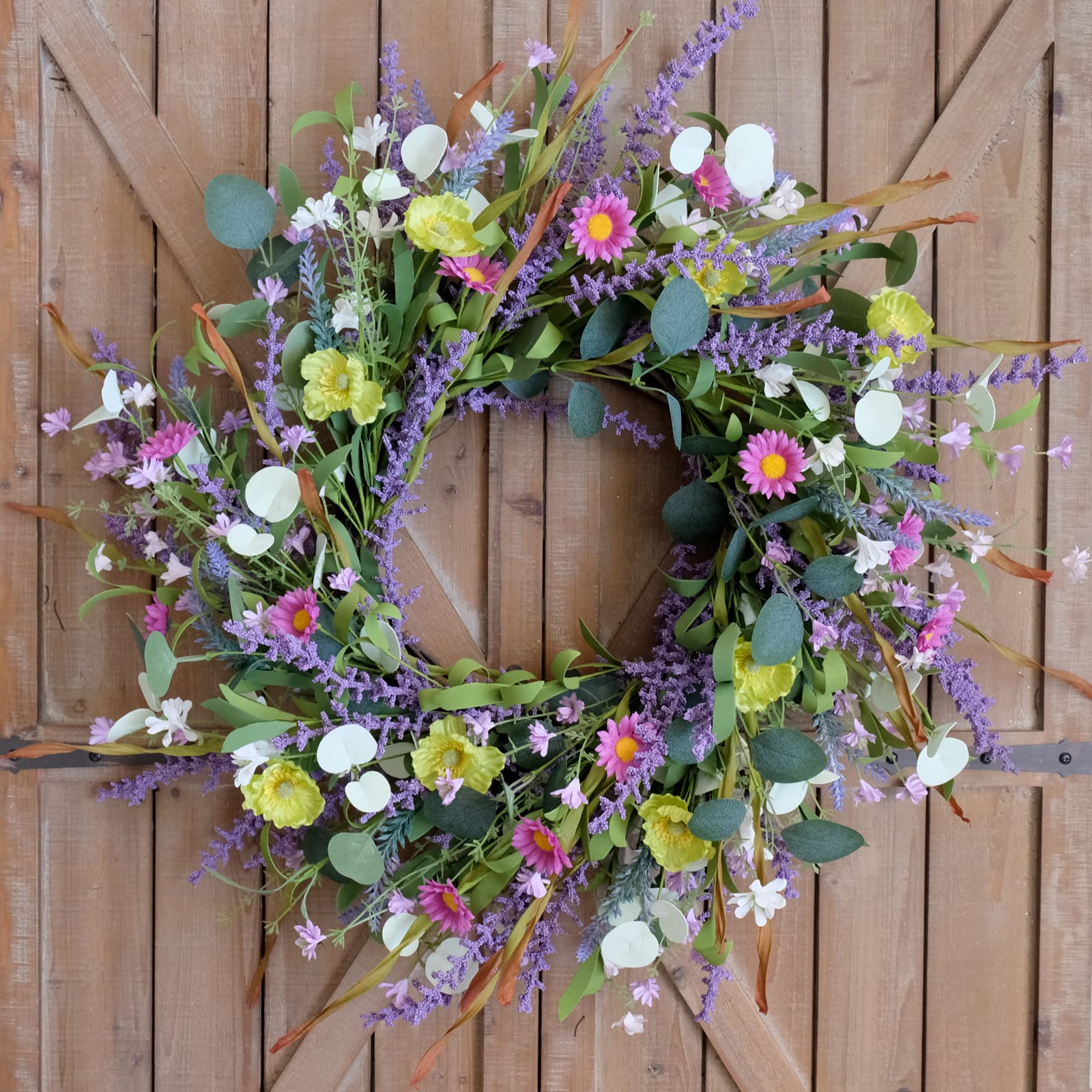 Idyllic greenery eucalyptus wreath features lush leaves and durable backing.