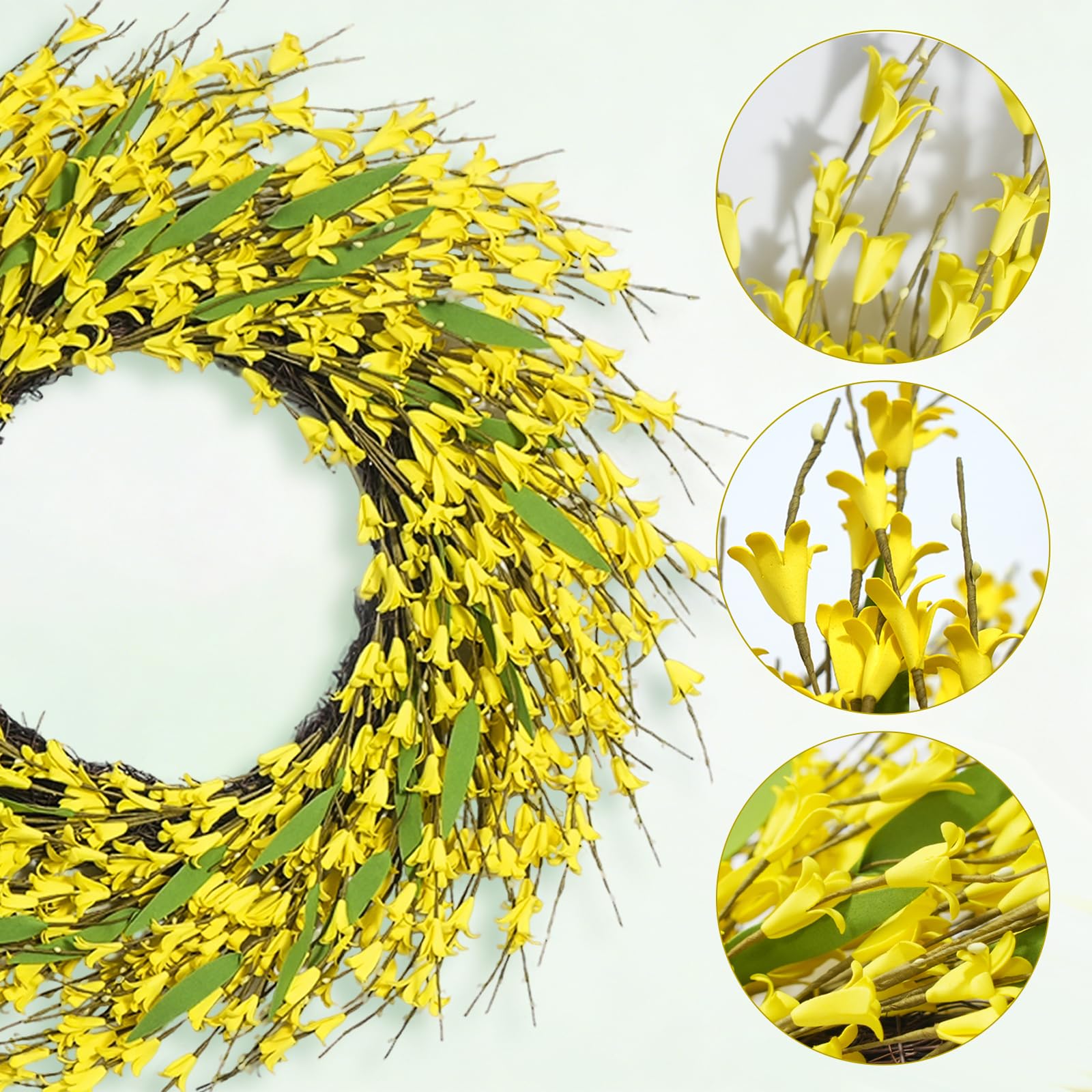Idyllic handcrafted wreath by artisans showing natural arrangement.