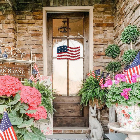 Idyllic handmade patriotic wreath designed for durability and reuse.