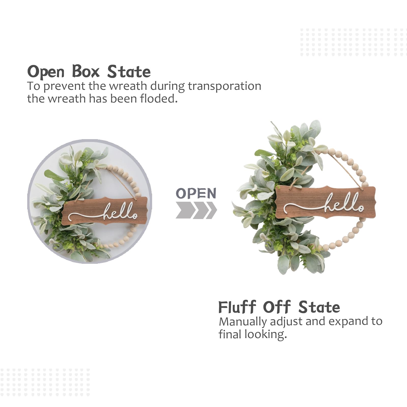 Idyllic hello and welcome door sign wreath invites guests with warmth.