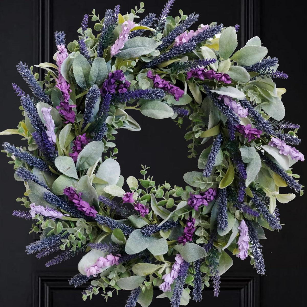Idyllic Lavender Wreath full view on a 20-inch wreath for year-round curb appeal