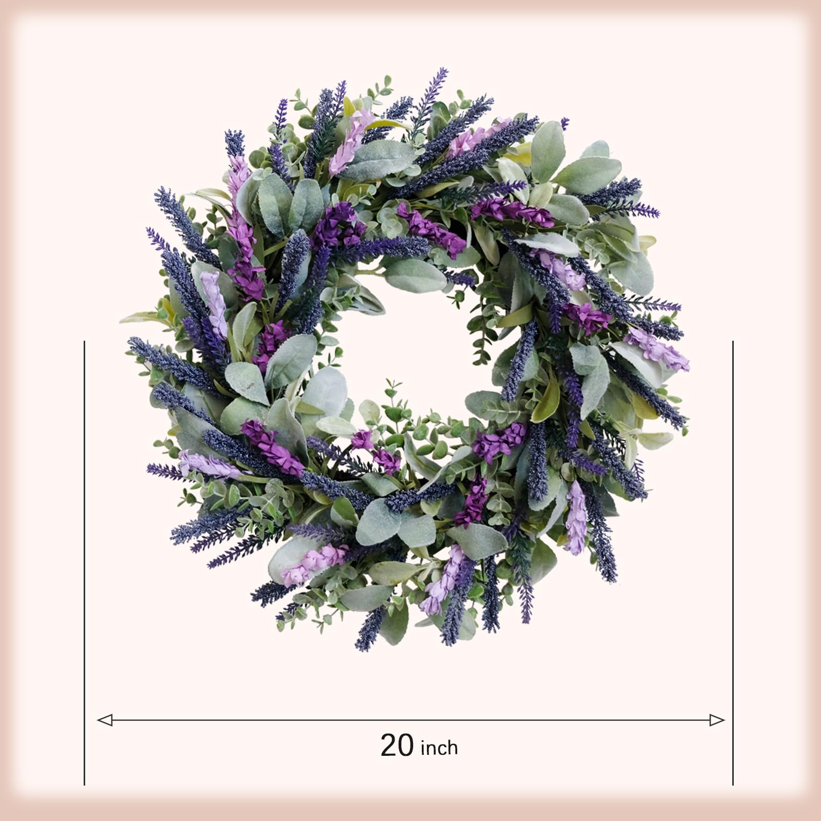 Idyllic Lavender Wreath sheep-ear leaves detail adds fullness