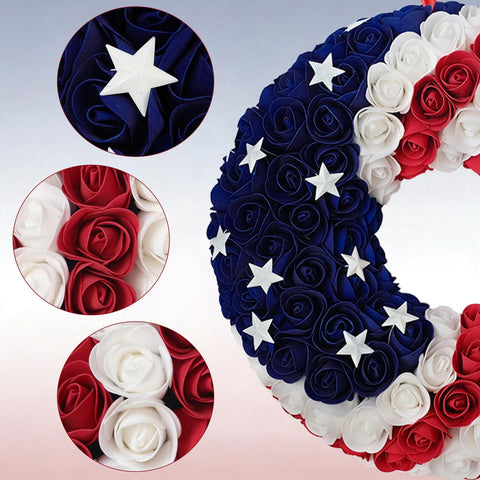 Idyllic patriotic wreath on wall, ready to elevate interior displays.