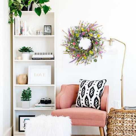 Idyllic spring-summer wreath delivering seasonal color for doors and walls.