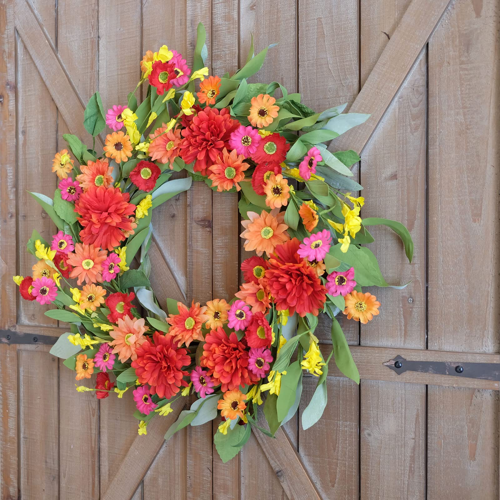 Idyllic 20in wreath with vibrant colors to elevate entryways.