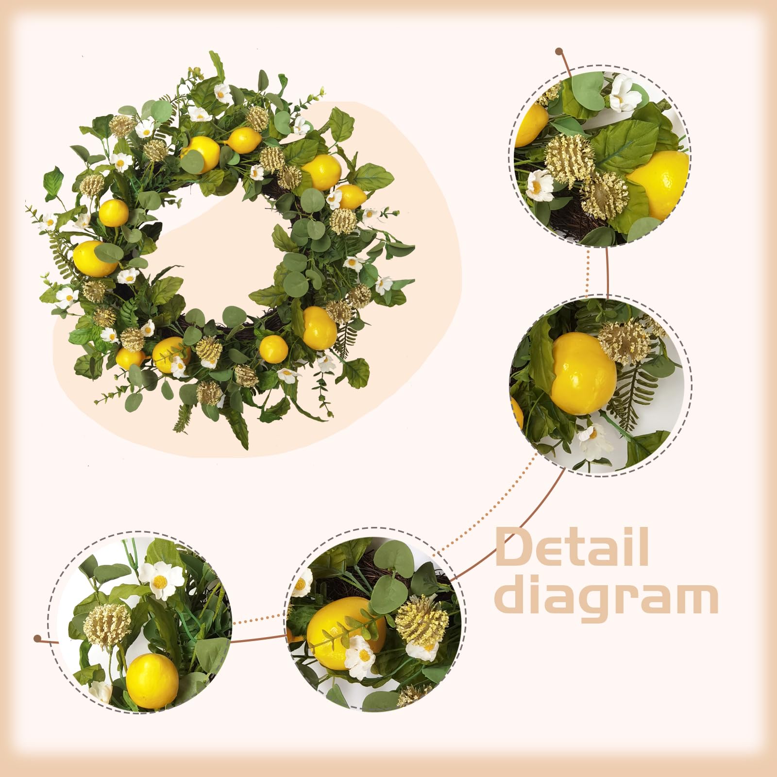 Idyllic summer lemon wreath suitable for indoor or outdoor use