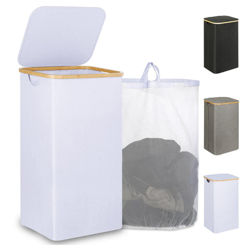 iEGrow 110L laundry hamper with lid shown from the front—large capacity for family laundry