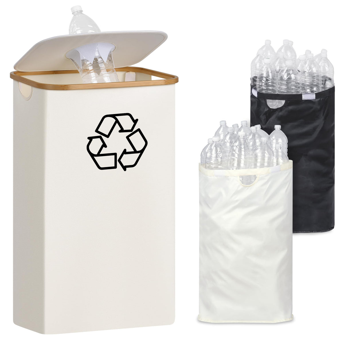 iegrow 29 gallon kitchen bin with lid keeps bottles organized and odor-free