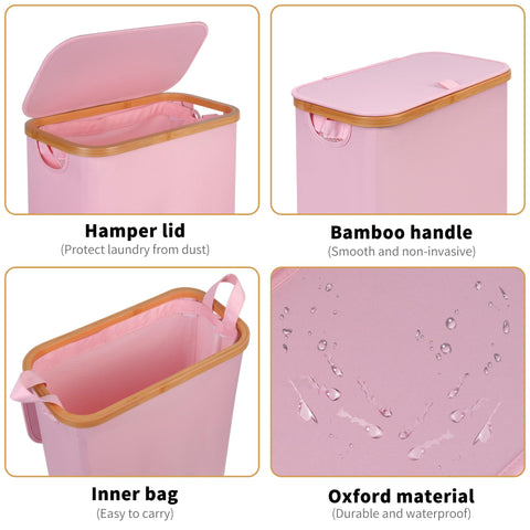 iEGrow bamboo-handled laundry basket with smooth grips