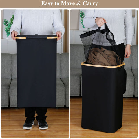 iEGrow collapsible laundry basket with four rods folds easily for compact storage