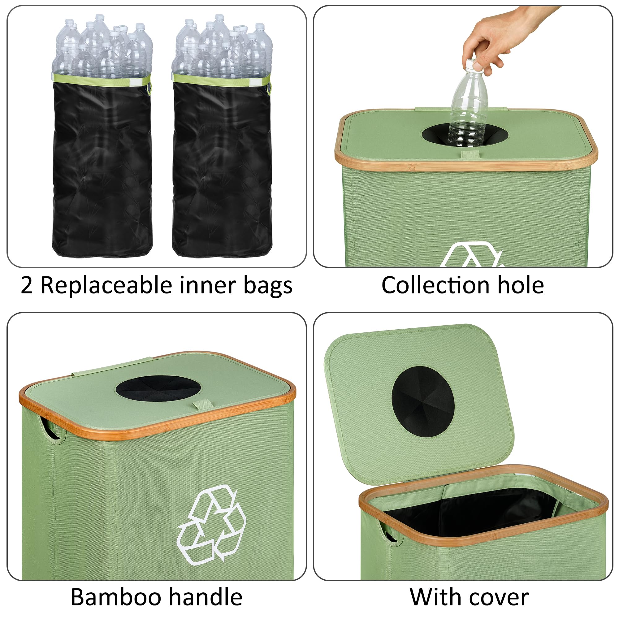 iEGrow foldable recycling bin folded flat for compact storage.