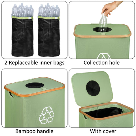 iEGrow foldable recycling bin folded flat for compact storage.