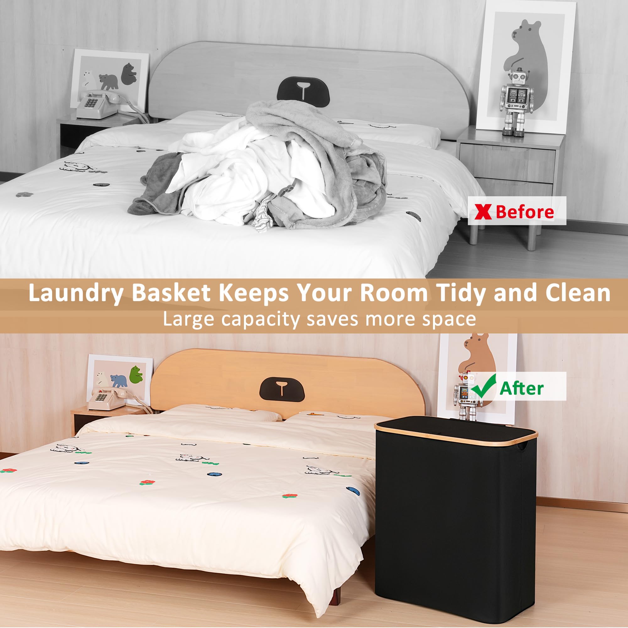iEGrow large capacity fits clothes, towels, and toys.