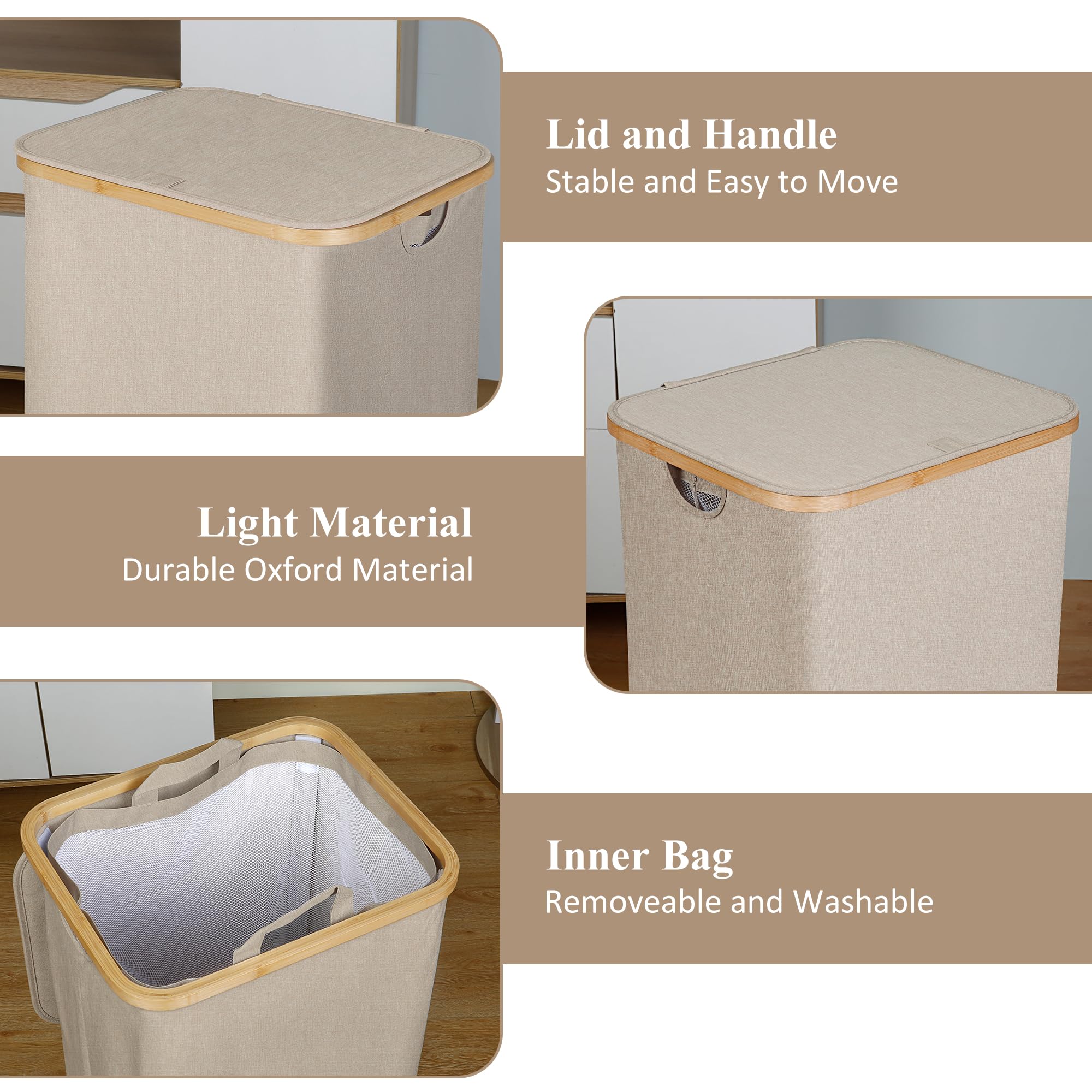 IEGrow large-capacity 110L hamper fits clothes, toys, towels in busy households.