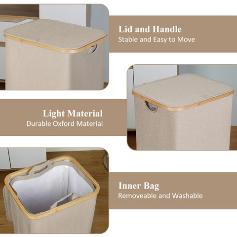 IEGrow large-capacity 110L hamper fits clothes, toys, towels in busy households.