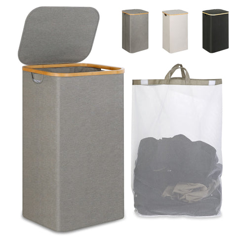 iEGrow laundry hamper with lid for family laundry; large 110L capacity.