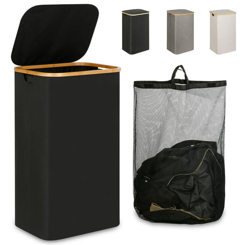 iEGrow laundry hamper with lid showing 110L capacity for family laundry organization